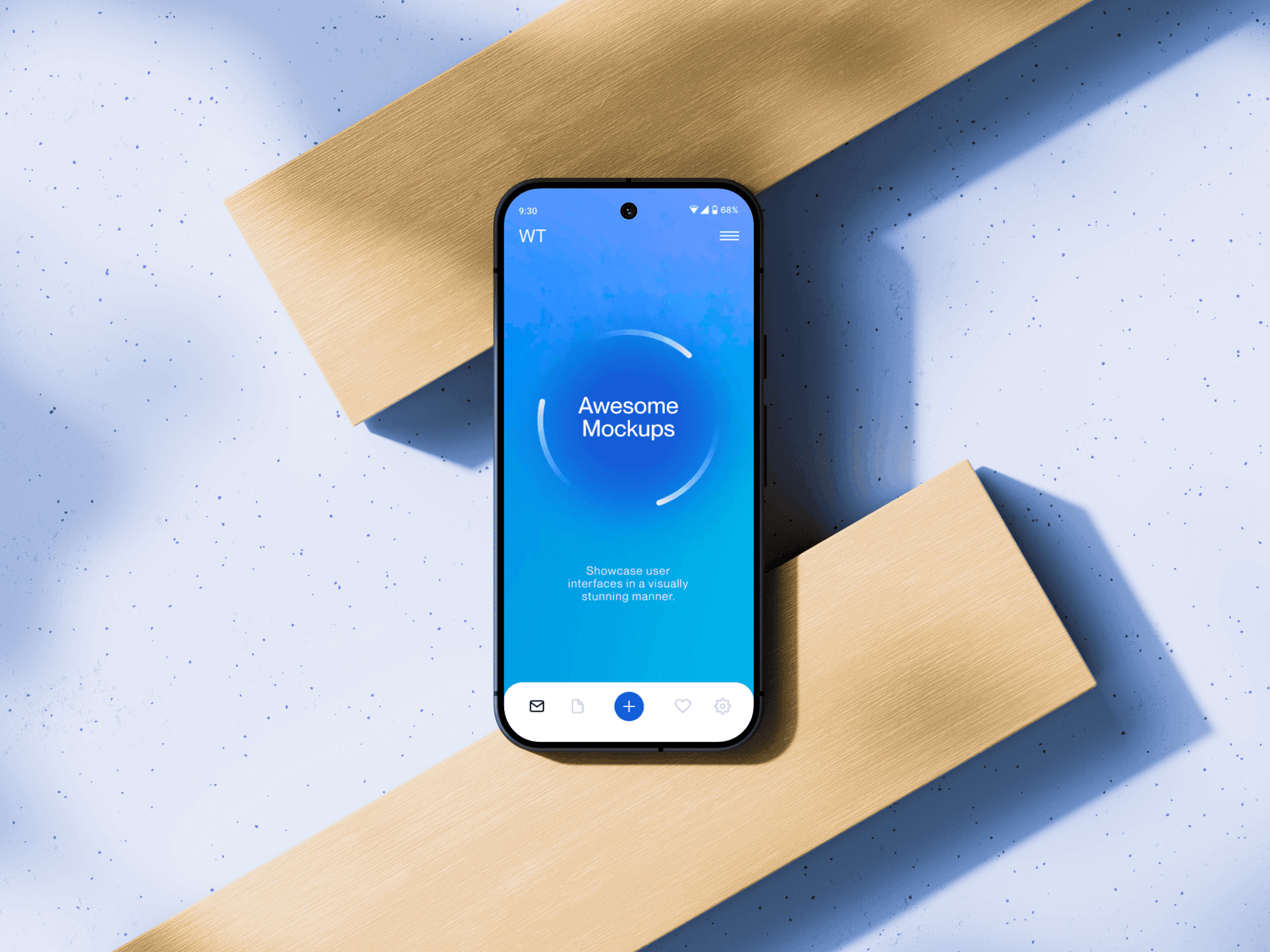 Google Pixel 9 Pro mockup displayed on wooden planks with soft lighting.