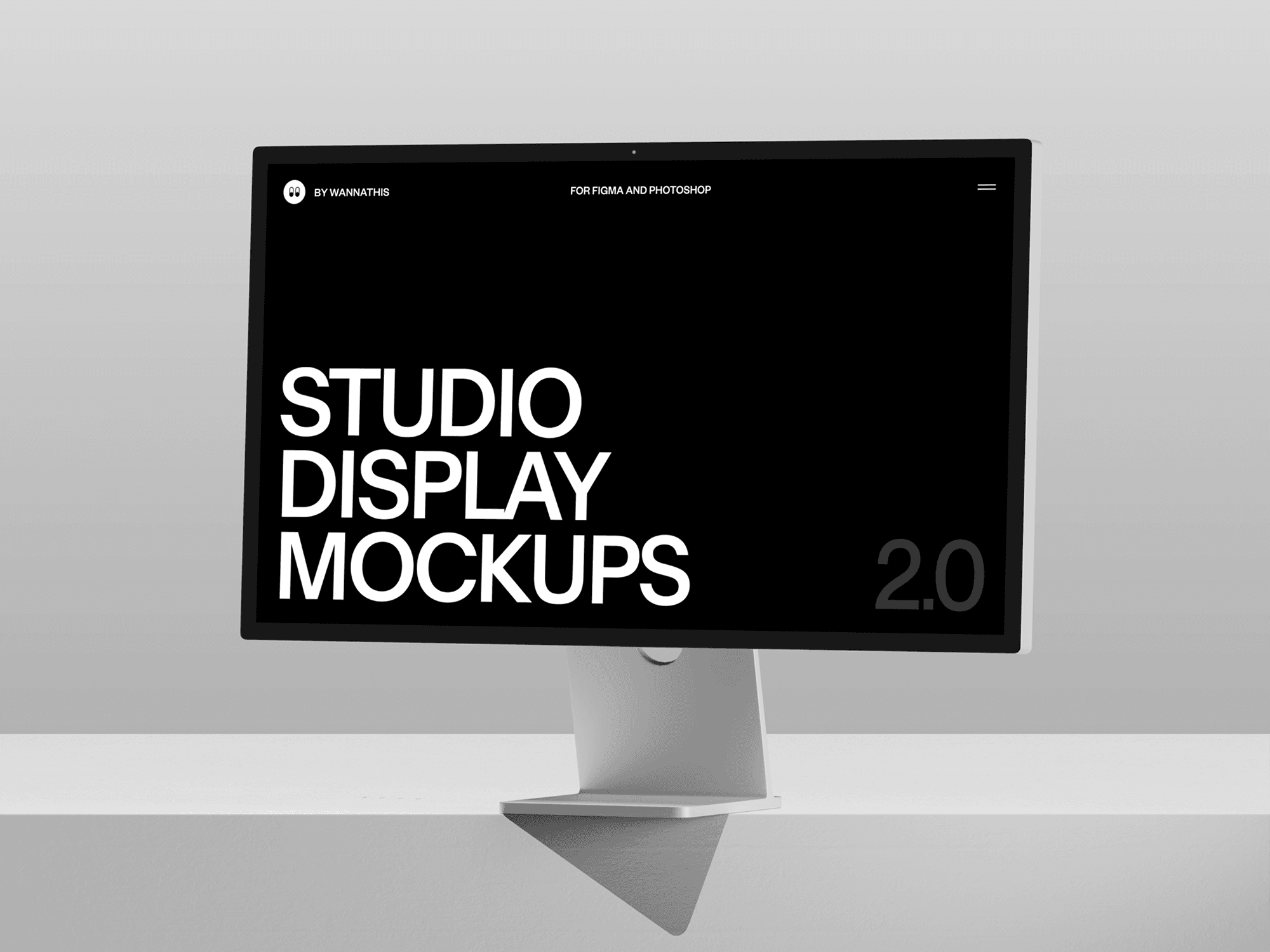 Studio Display mockup with clean white theme on white ledge