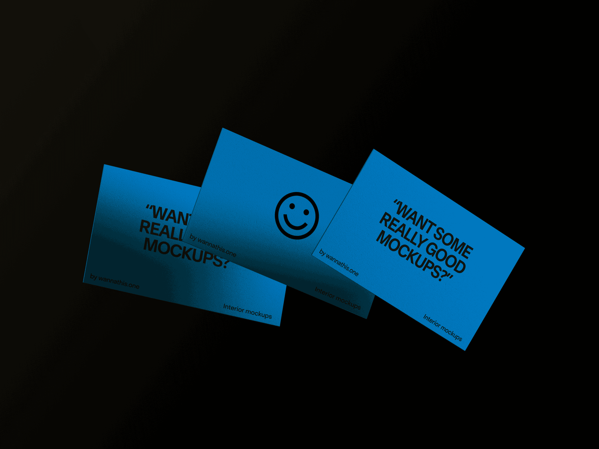 Floating blue business cards with typography design