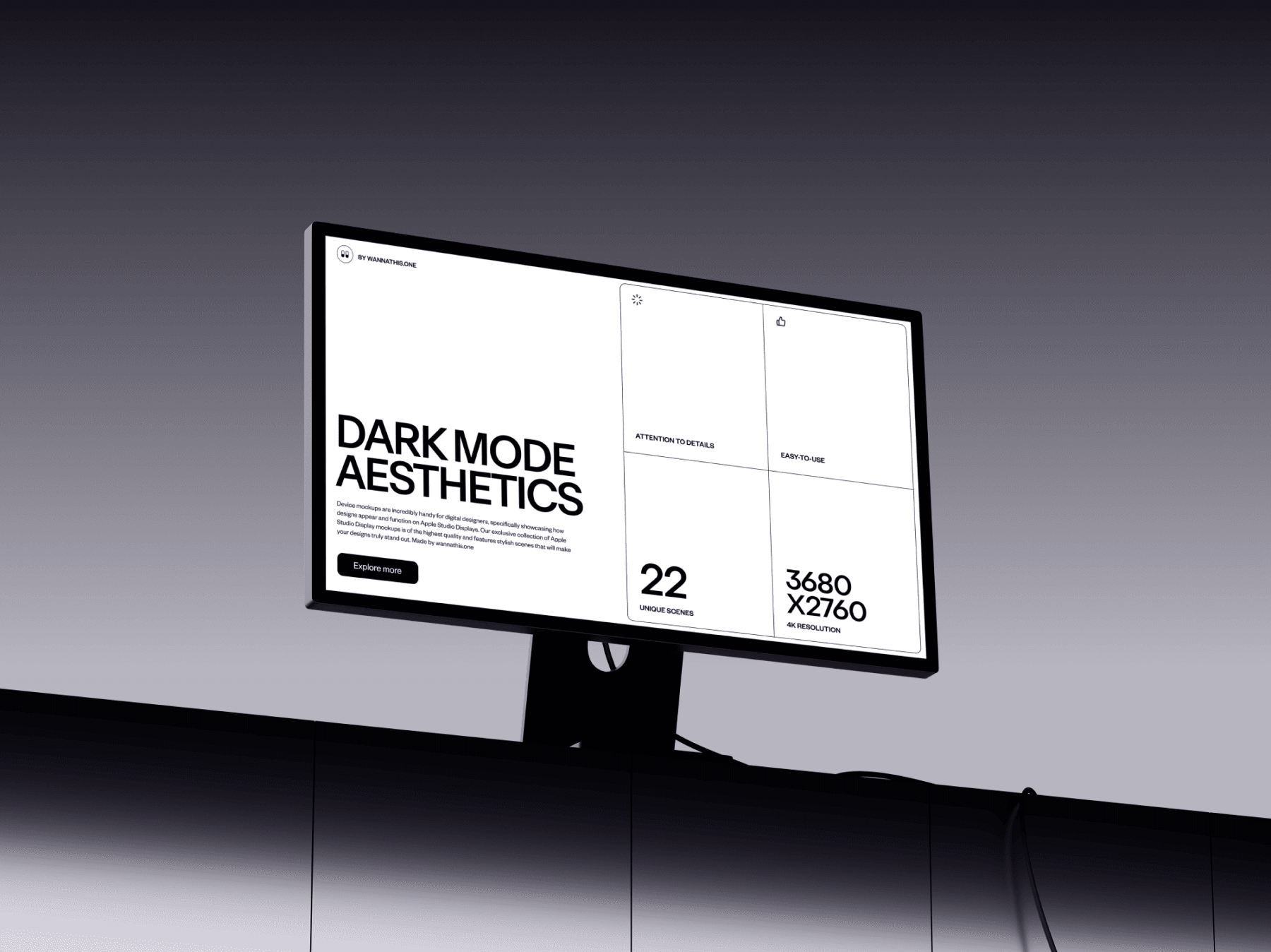 Wide desktop mockup set up on a modern sleek desk
