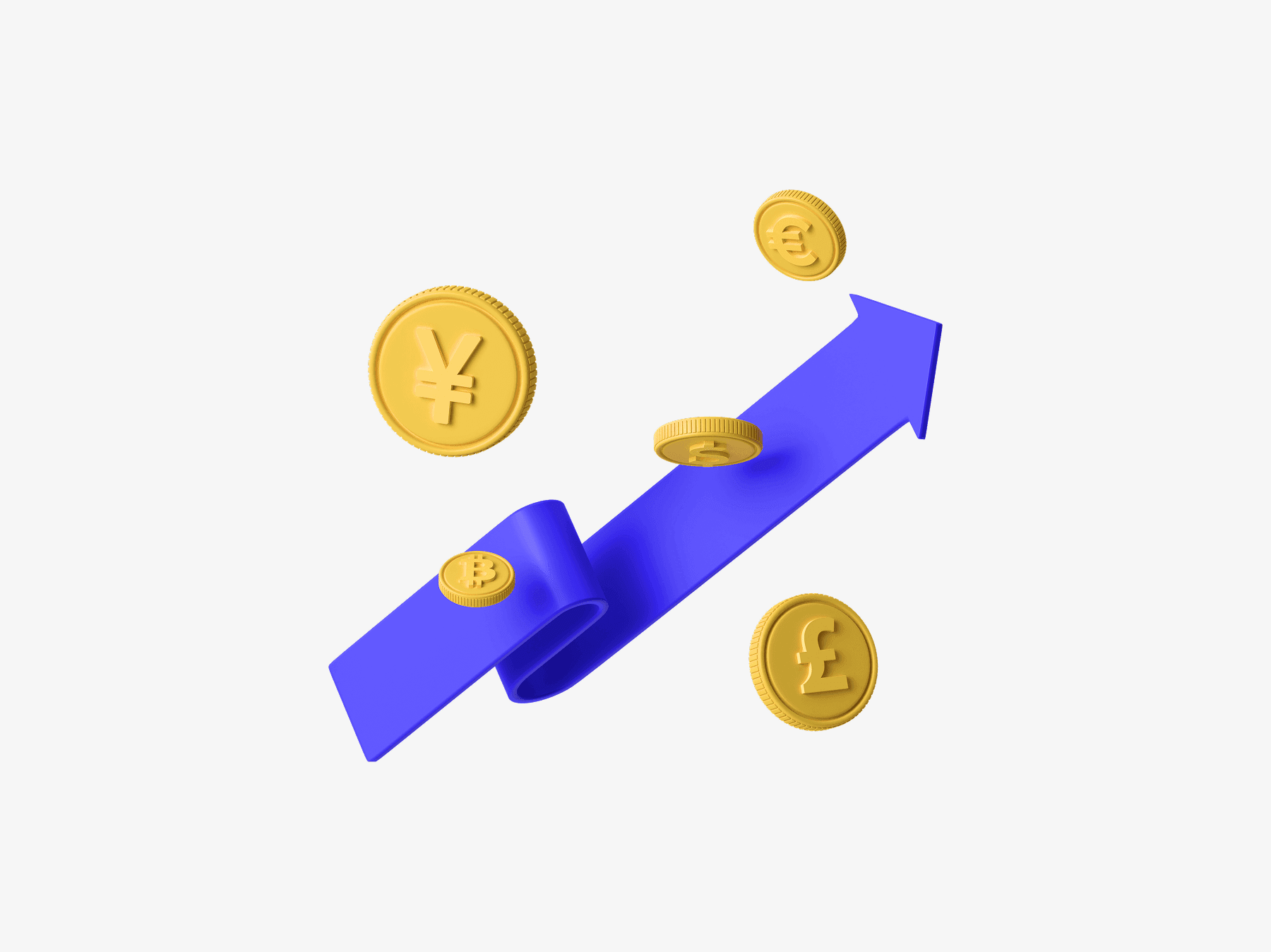 3D illustration showing upward trend with coins