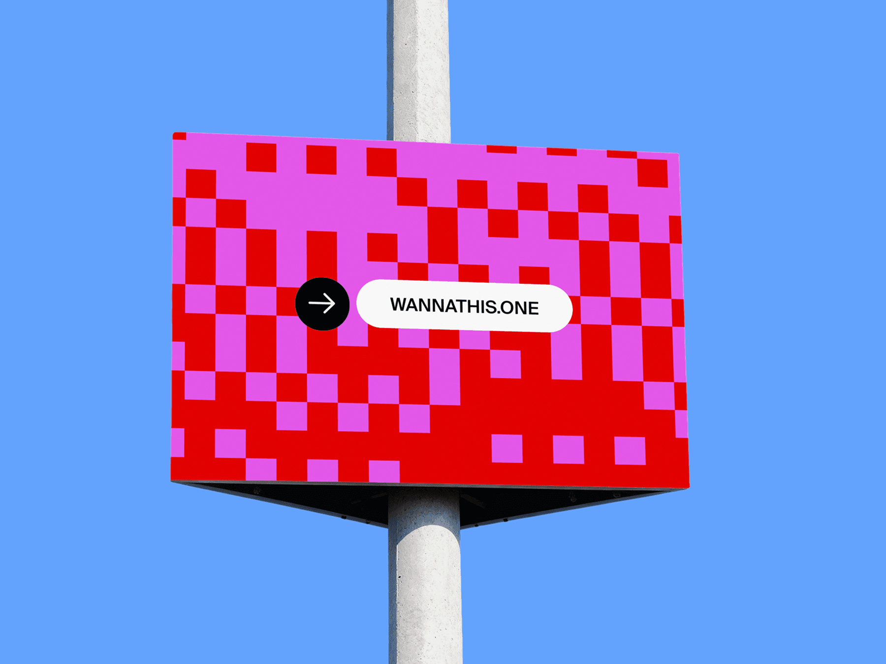 Pole-mounted street sign mockup displayed outdoors against the sky