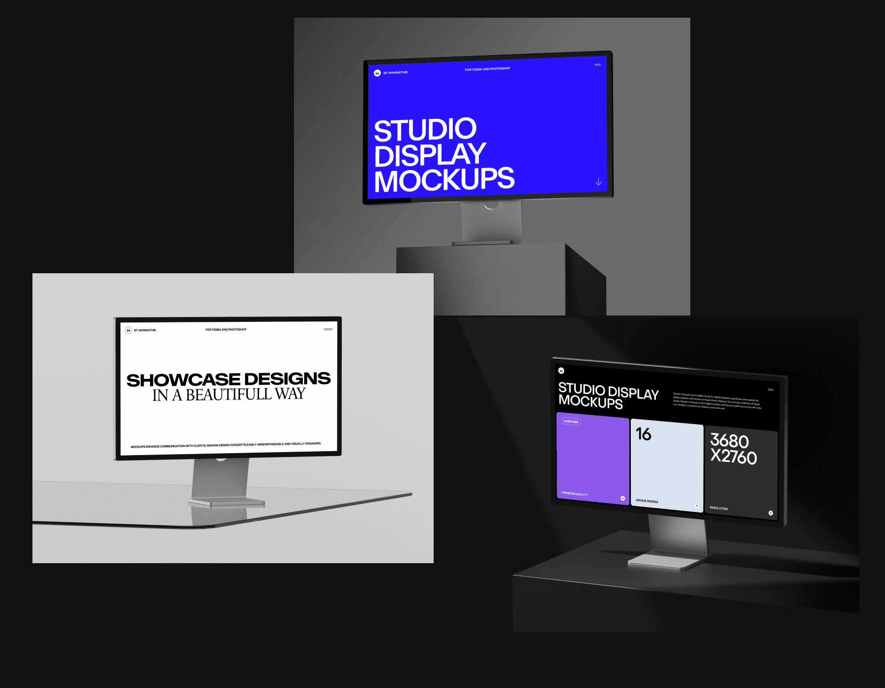 Studio display mockups for design projects