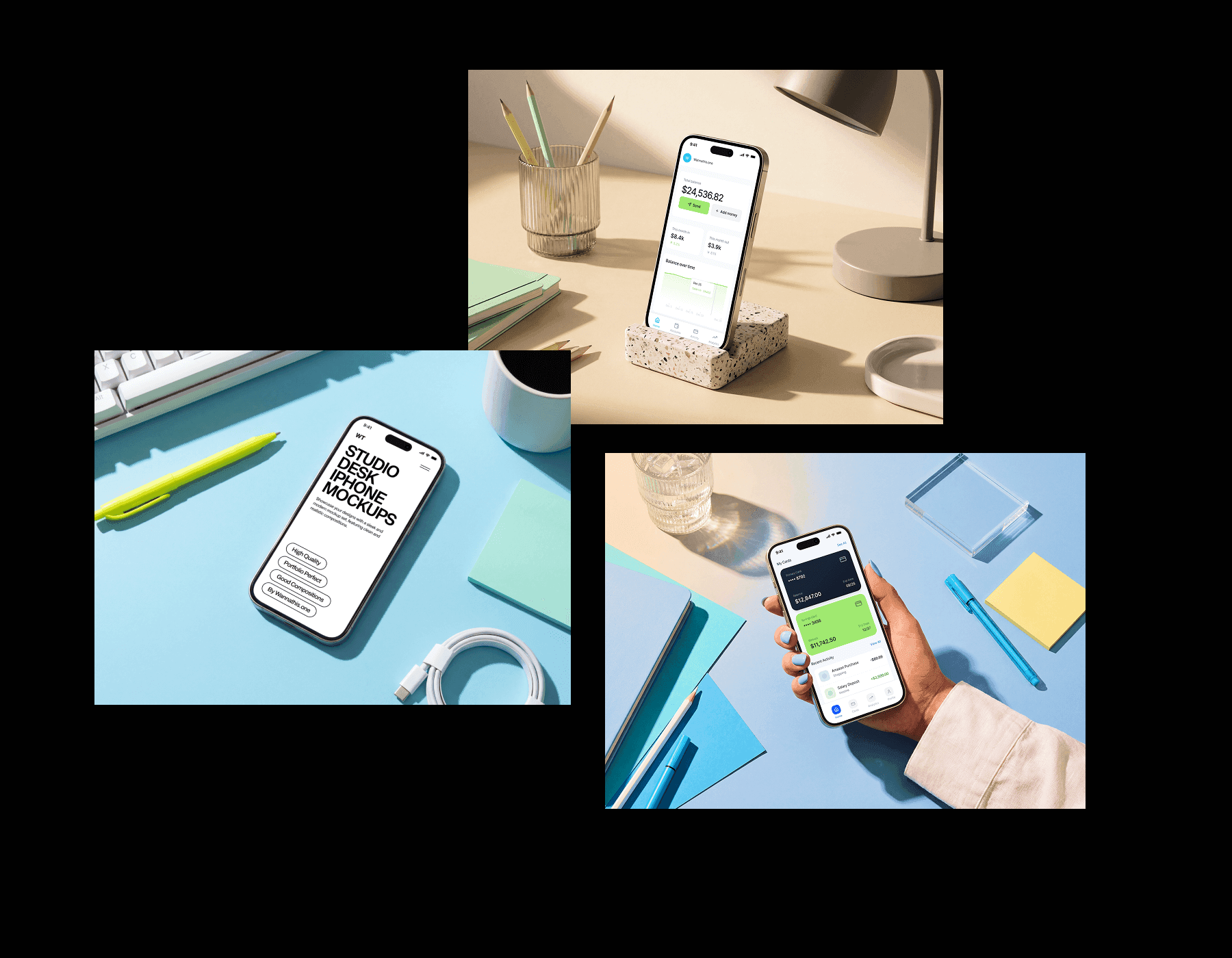 Studio Desk iPhone Mockups for design presentations