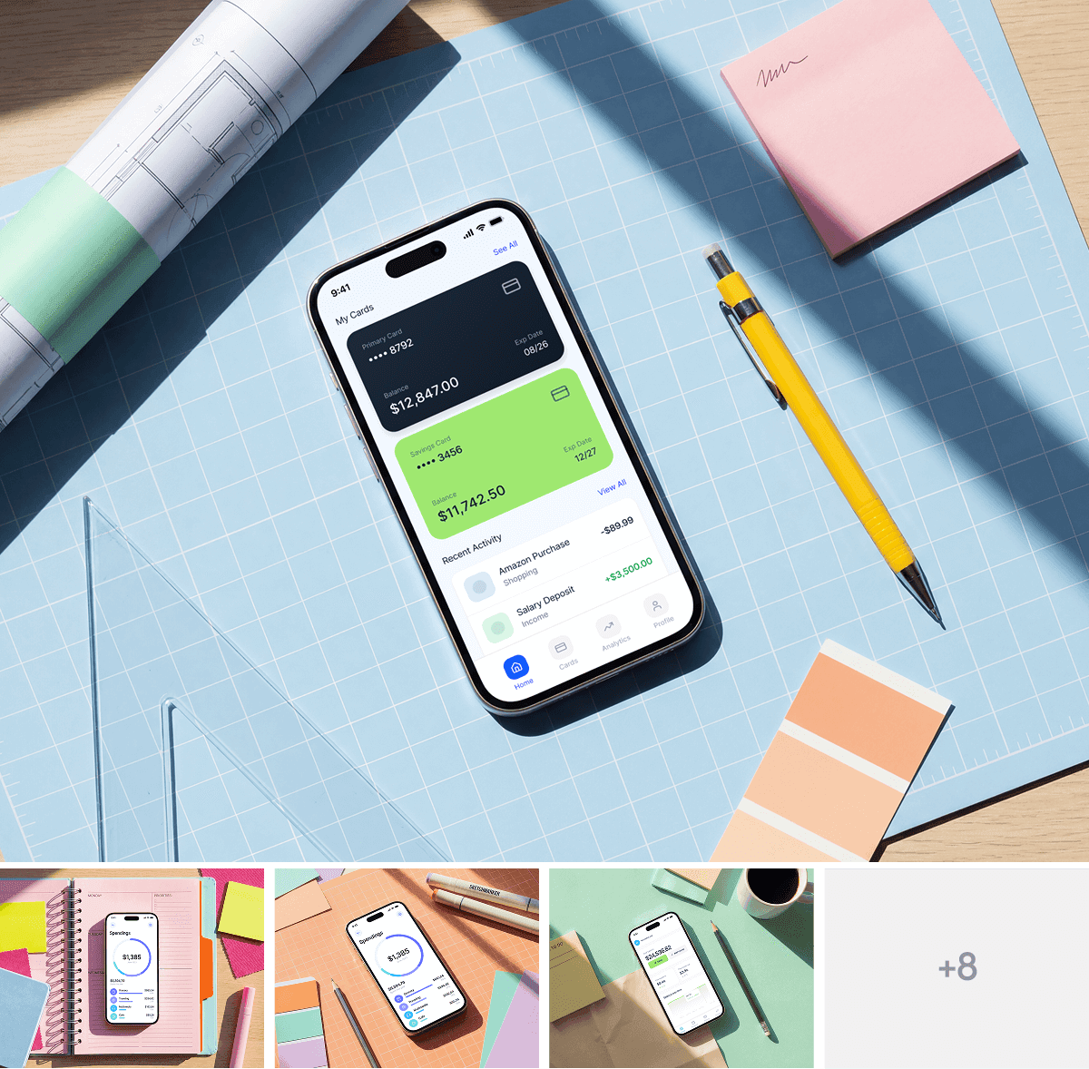 Studio Desk iPhone Mockups for design projects