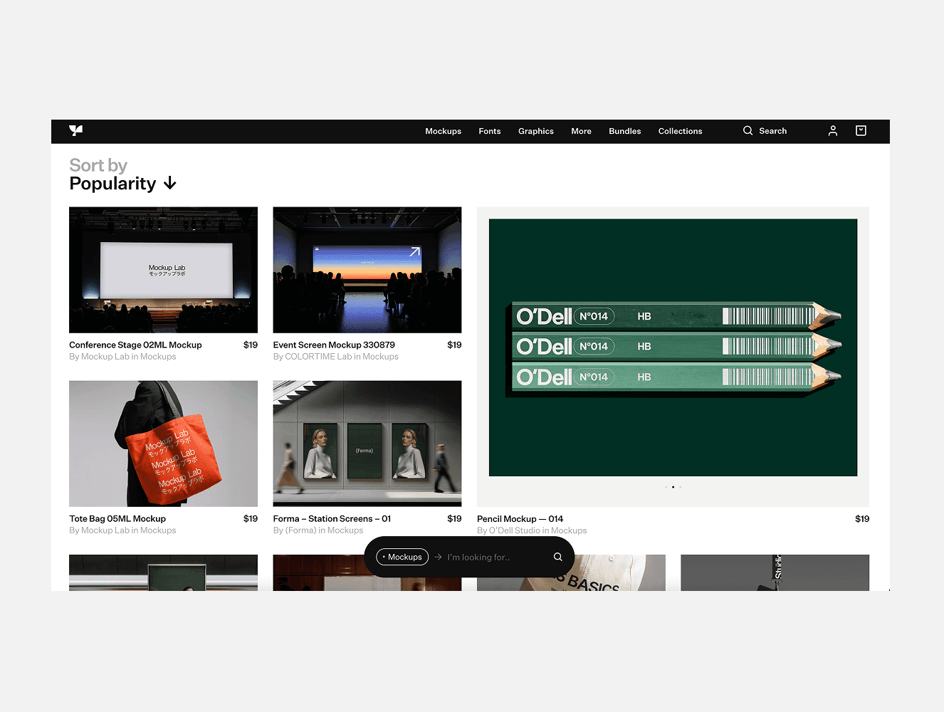 Mockup marketplace grid presenting device and branding scenes in clean, contemporary product photography style