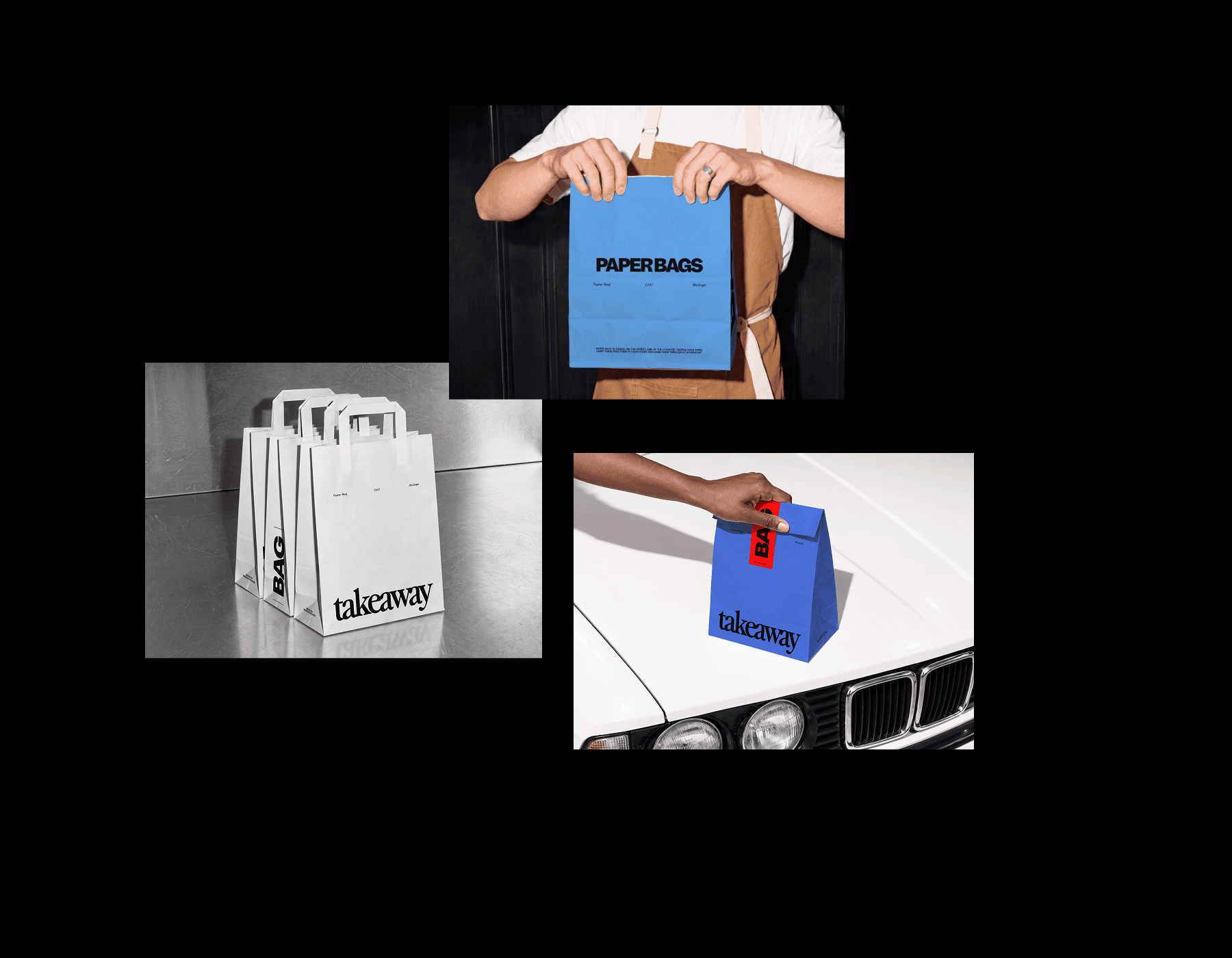 Takeaway Paper Bag Mockups for design presentations