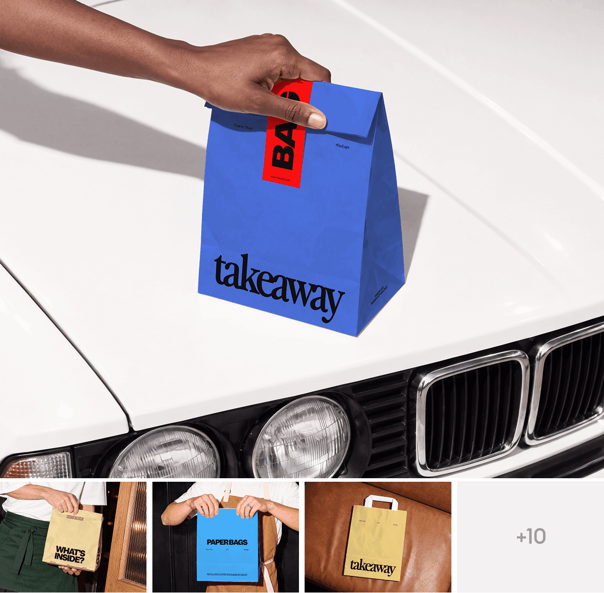 Takeaway Paper Bag Mockups for branding projects