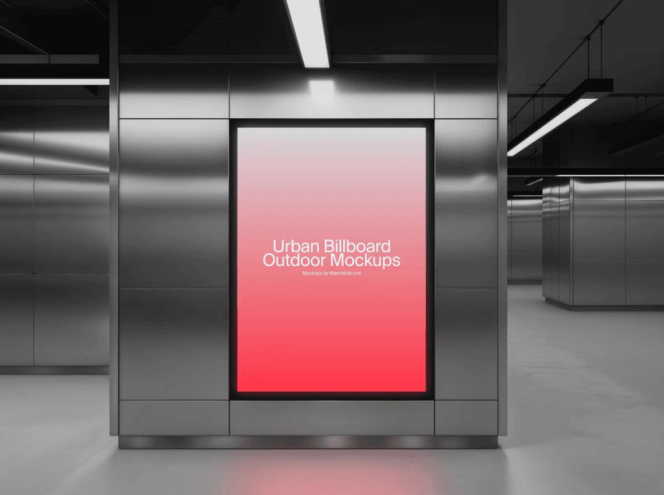 Urban billboard mockup in metro station — featured in the Wannathis collection of outdoor scenes.