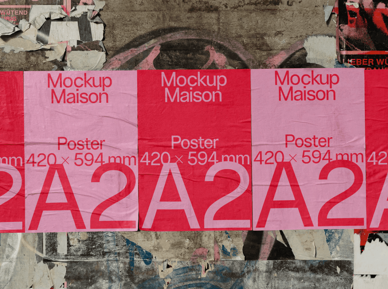 Urban wall poster mockup with textured background