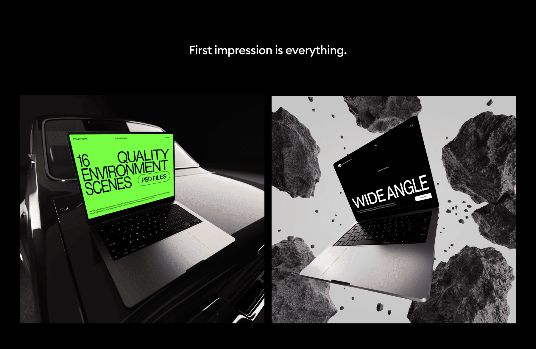 Wide Angle MacBook Mockups for smm