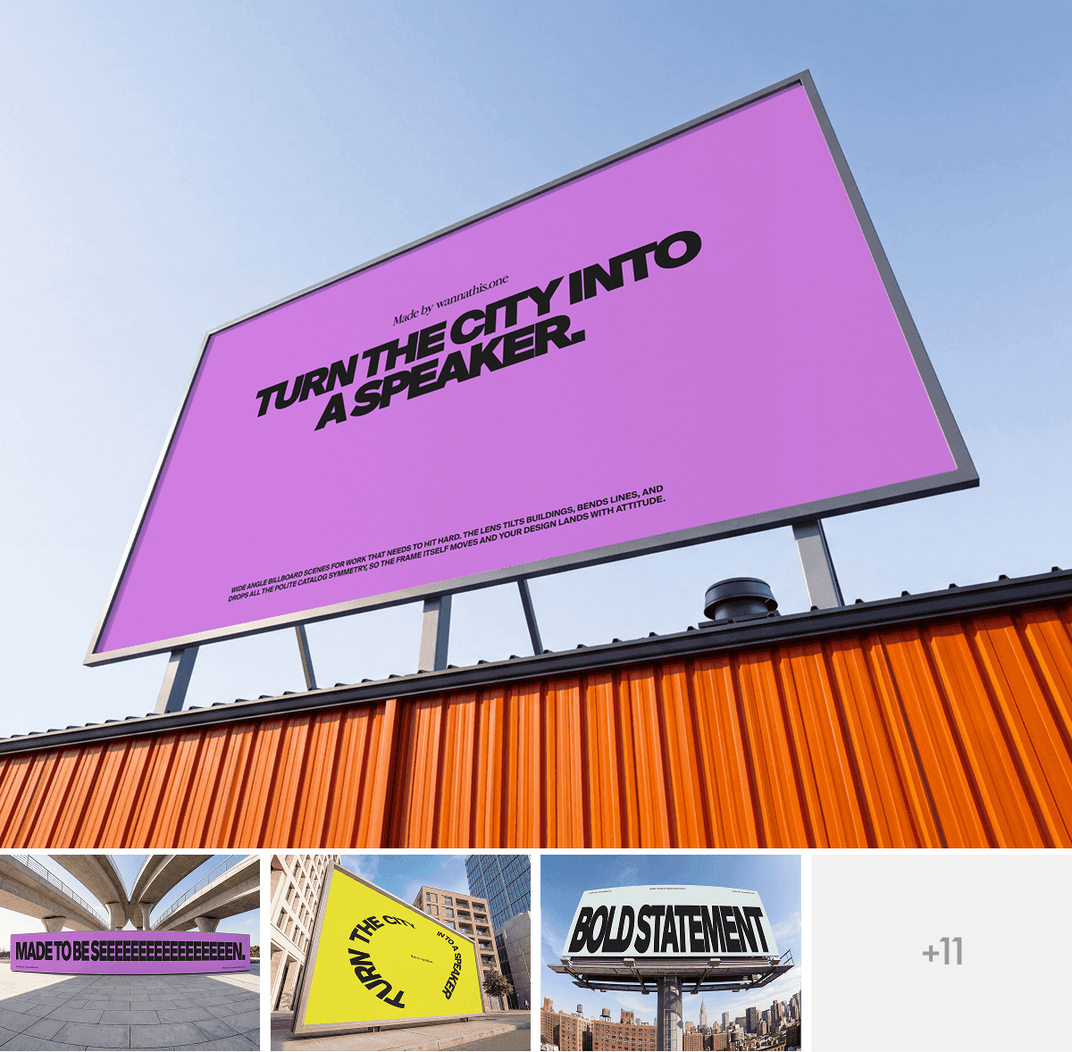 Wide Angle Billboard Mockups for branding presentations