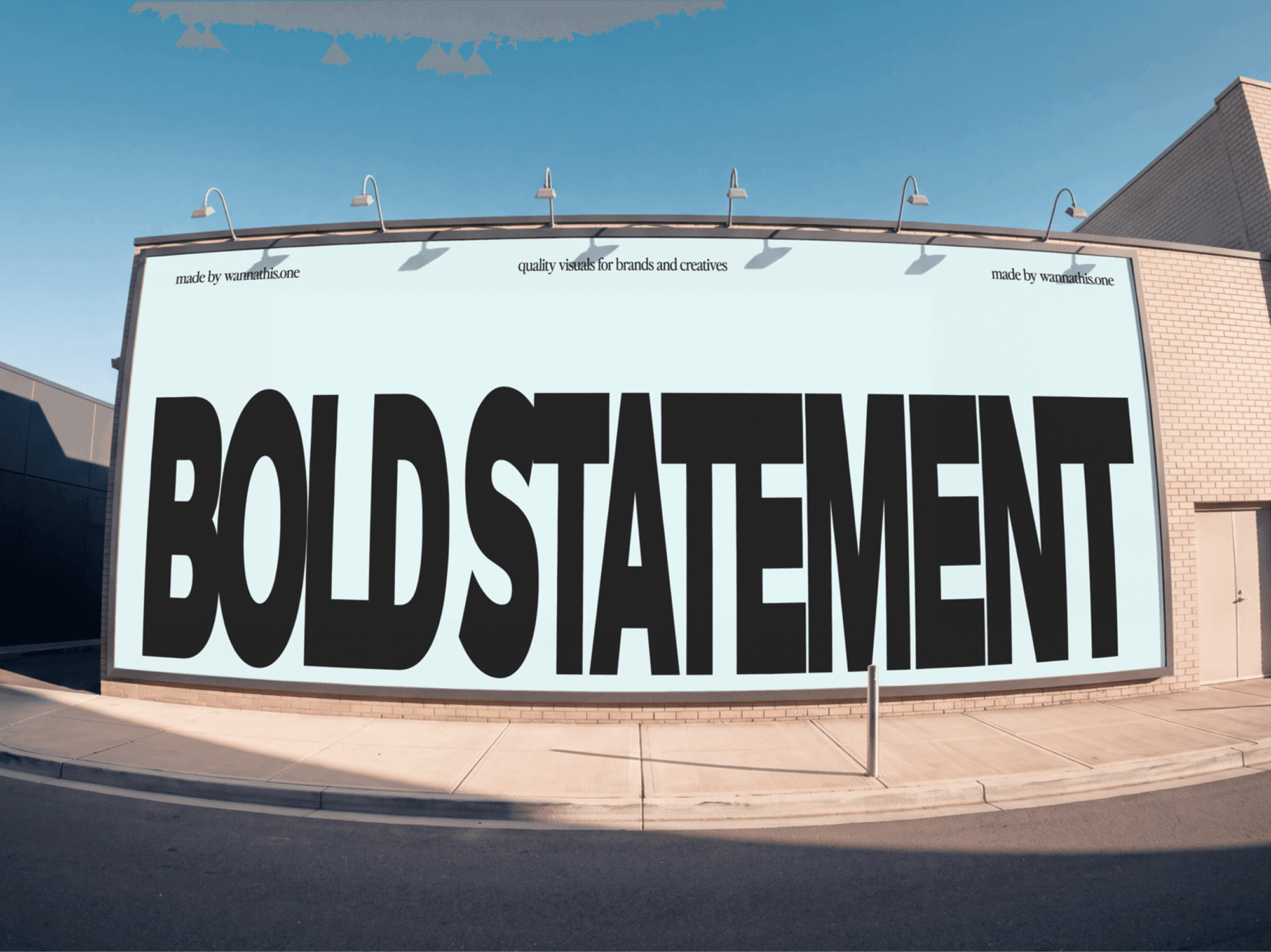 Curved billboard wrapping around the corner of a building above a city street