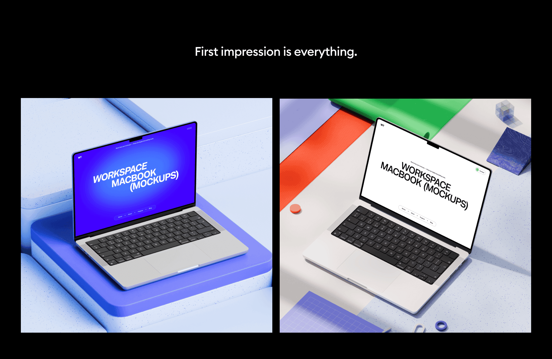 workspace MacBook Pro mockups for marketing projects